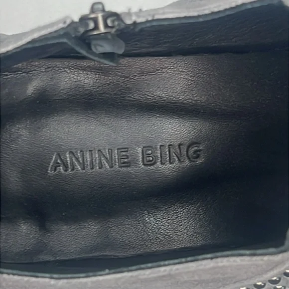 Anine Bing - Charlie Low Grey Suede Studded Ankle Boots Women's Size US 7/EU 37 - Picture 12 of 12